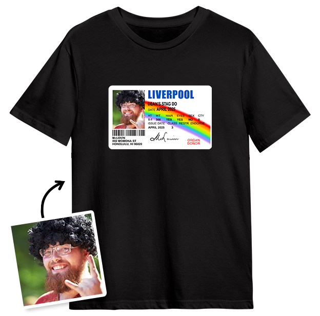McLovin Superbad Photo T-shirt – Photo, Text, Location on Black T-shirt