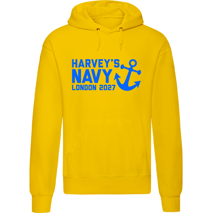 Stag Do Illustration from Photo Hoodie – Illustration, Text, Location on Blue Hoodie