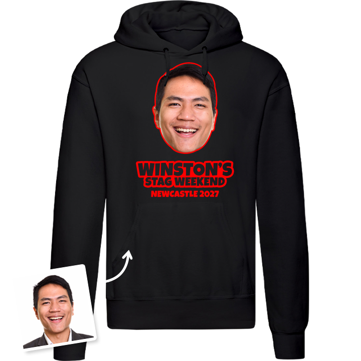 Stag Do Photo T-shirt – Photo, Text, Location on Green Hoodie