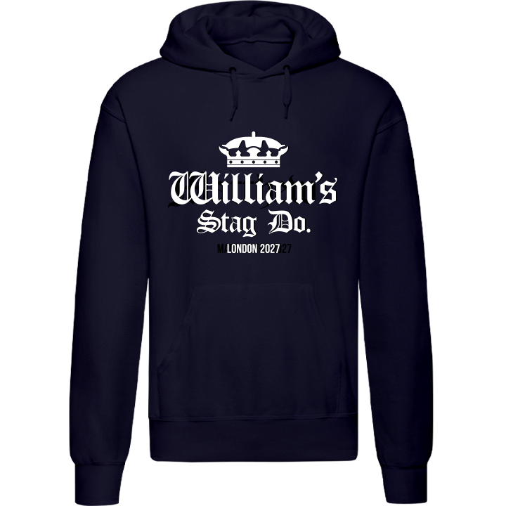 Stag Do Illustration from Photo Hoodie – Illustration, Text, Location on Red Hoodie