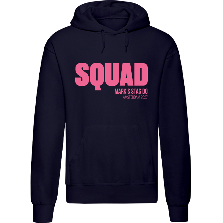 Stag Do Illustration from Photo Hoodie – Illustration, Text, Location on Pink Hoodie