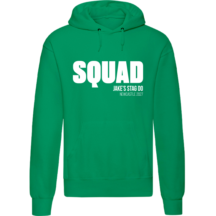 Stag Do Illustration from Photo Hoodie – Illustration, Text, Location on Blue Hoodie