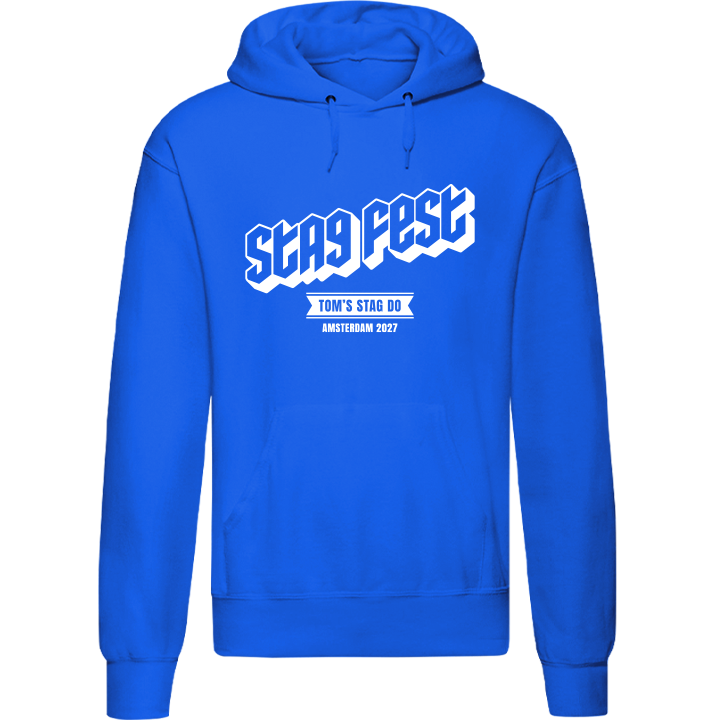 Stag Do Illustration from Photo Hoodie – Illustration, Text, Location on Pink Hoodie