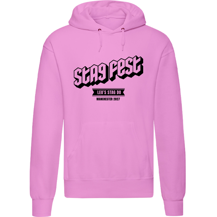 Stag Do Illustration from Photo Hoodie – Illustration, Text, Location on Blue Hoodie