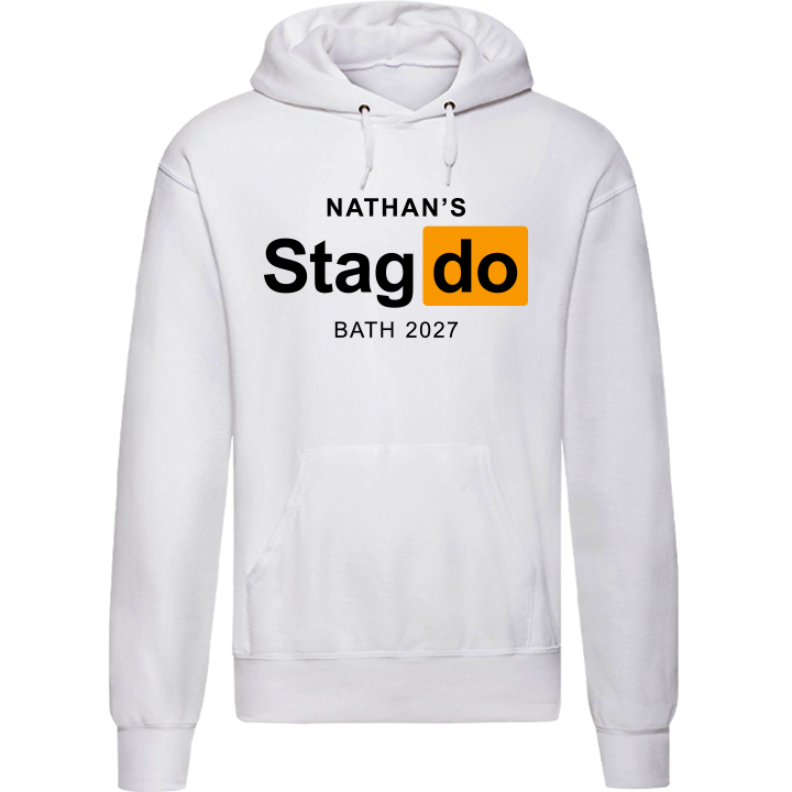 Stag Do Illustration from Photo Hoodie – Illustration, Text, Location on Pink Hoodie