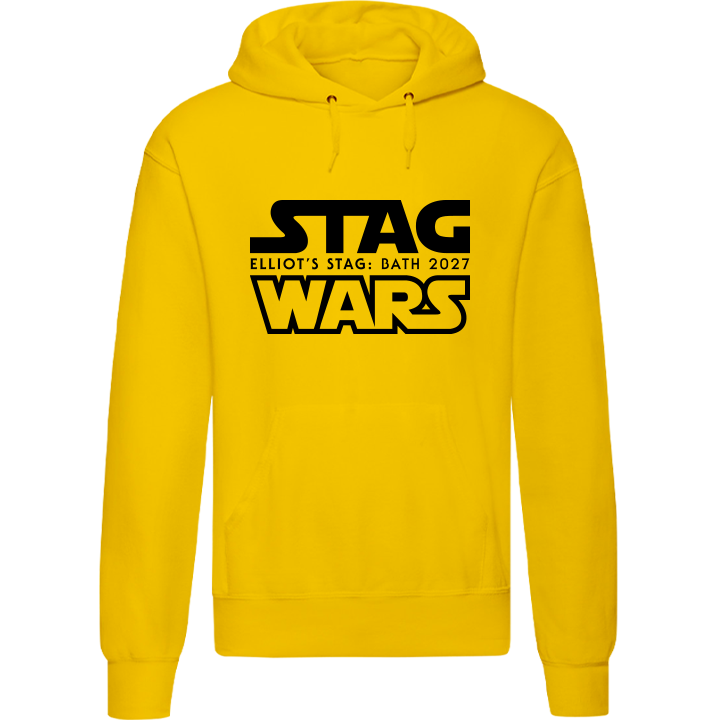 Stag Do Illustration from Photo Hoodie – Illustration, Text, Location on Blue Hoodie