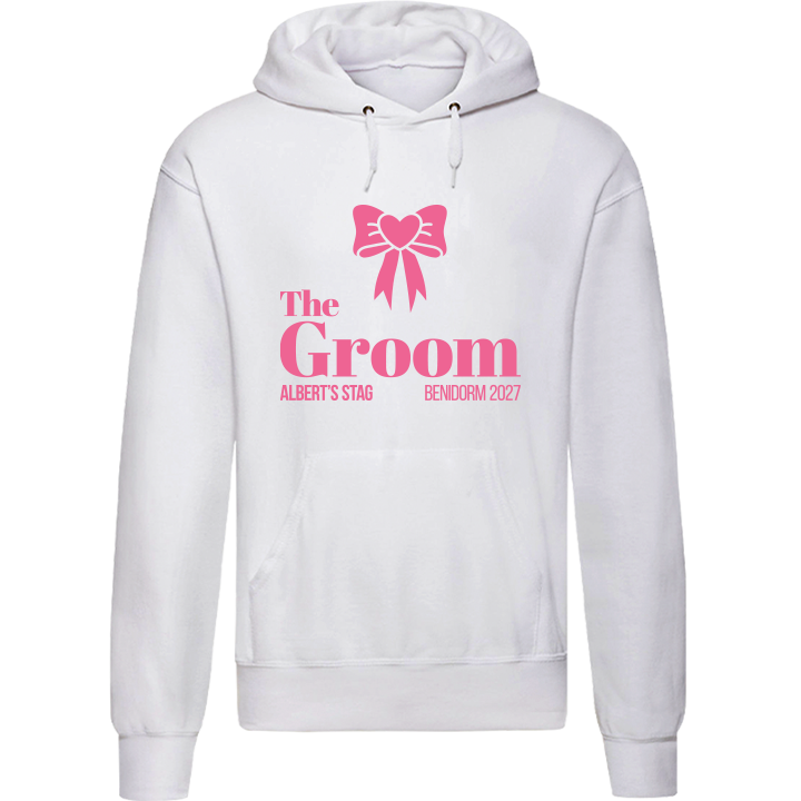 Stag Do Illustration from Photo Hoodie – Illustration, Text, Location on Blue Hoodie