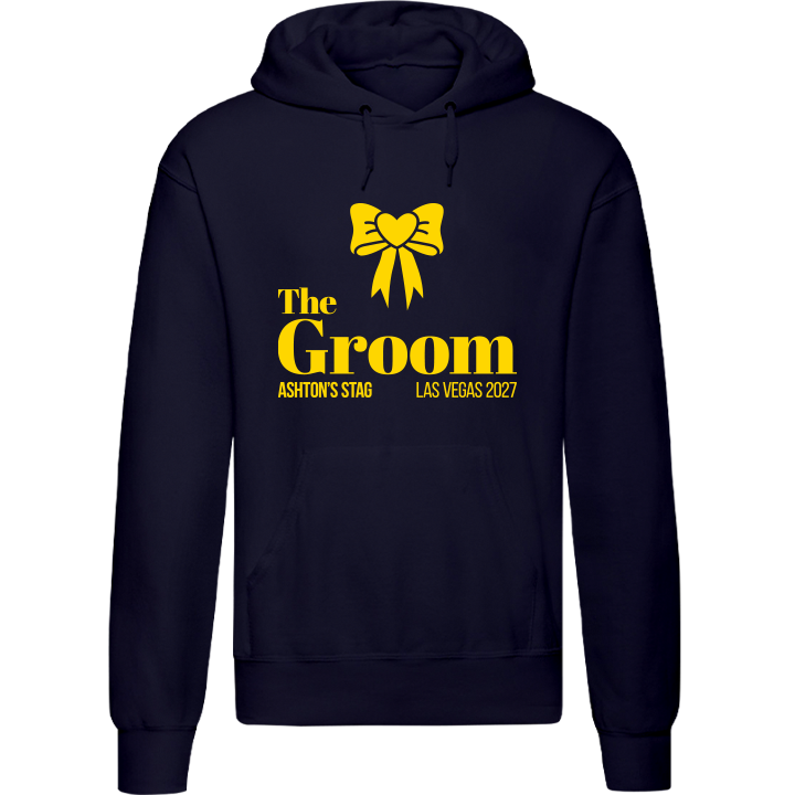 Stag Do Illustration from Photo Hoodie – Illustration, Text, Location on Red Hoodie