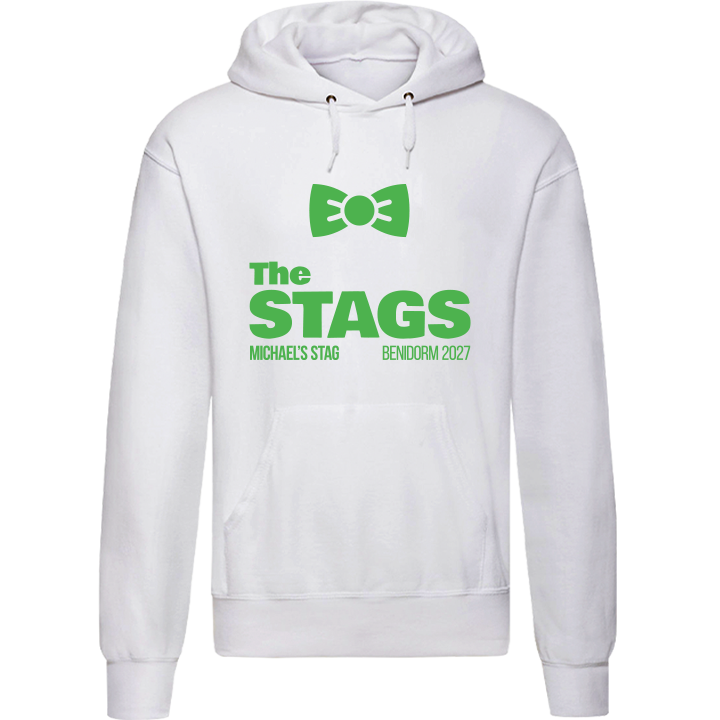 Stag Do Illustration from Photo Hoodie – Illustration, Text, Location on Blue Hoodie