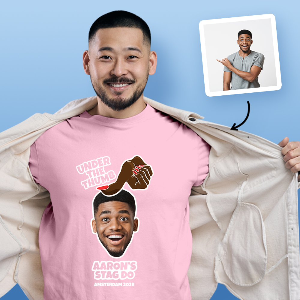 Stag Do Photo T-shirt – Photo, Text, Location on Green T-shirt