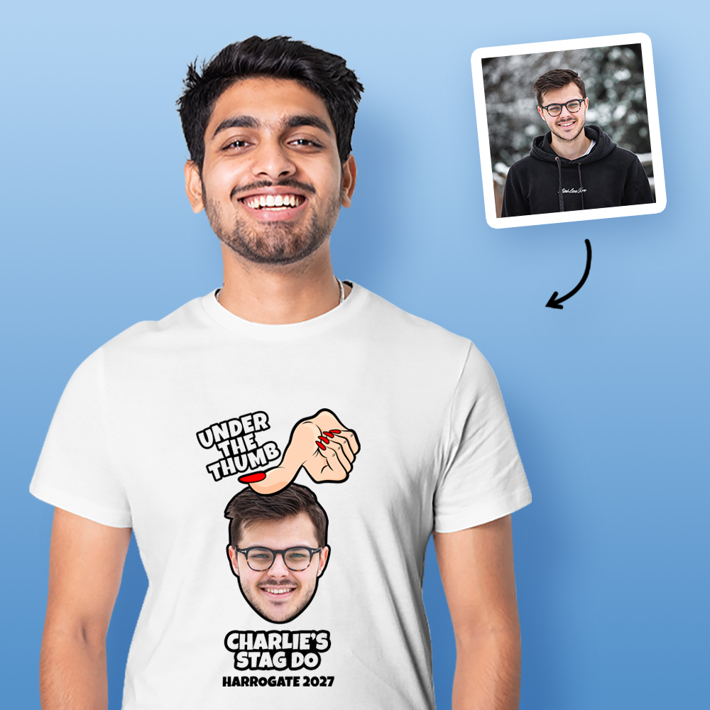 Stag Do Photo T-shirt – Photo, Text, Location on Hot Pink T-shirt