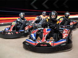 A group of people enjoying Grand Prix indoor karting in Birmingham with Teamworks Karting