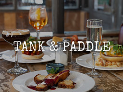 Chicken, halloumi, mac and cheese and a burger with cocktails and champagne at Tank and Paddle in York