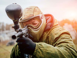 A group of people paintballing in Madrid