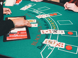 A roulette wheel spinning at a casino in Lisbon