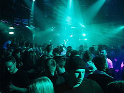 People dancing and socialising at Vallhalla club in Riga