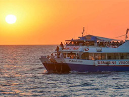 A cruise on the sea at sunset in Ibiza