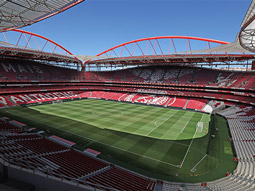 The Benfica Stadium on a clear, sunny day in Lisbon