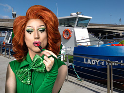 A collage of some drag queens and some bingo cards