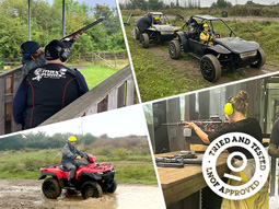 A collage of Rage Buggies, Quad Bikes, Clays & Assault Rifle Shooting in Bristol