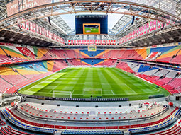 A pitchside view of Ajax football stadium