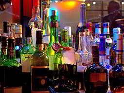 A collection of liqueur and spirit bottles