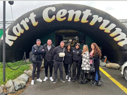 Some of the LNOF team outside of an indoor karting track in Prague