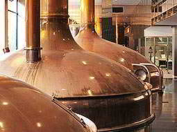Bronze barrels inside the Franziskaner Brewery 