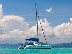 A catamaran in the sea