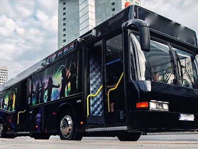The interior of a party bus