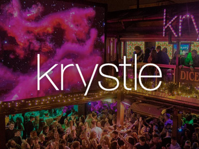The word Krystle over an image of the Krystle nightclub in Dublin
