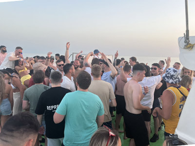 A group of people partying on the Albufeira Boat Party in Algarve 