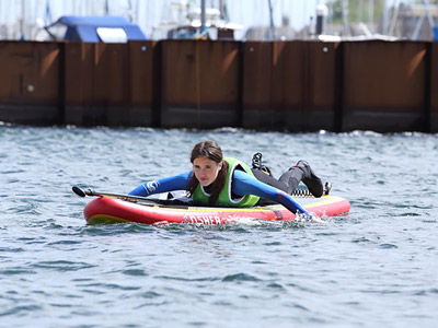 Someone bodyboarding at Cardiff International White Water Rafting in Cardiff
