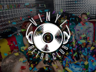A VIP booth with the Vinyl Retro Club logo overlaid.