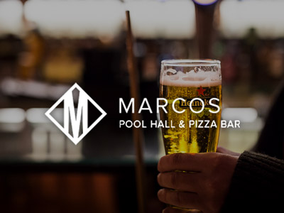 A pint of beer at the bar at Marcos Pool Hall and Pizza Bar in Edinburgh