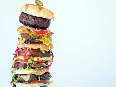 A hugerburger stack at the Burger Challenge in Benidorm