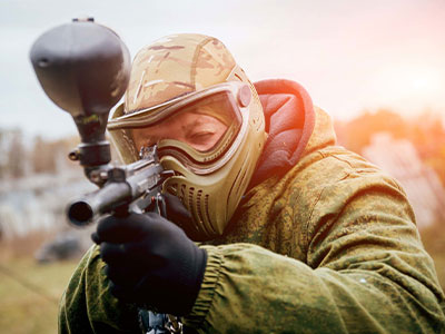 A group of people paintballing in Madrid