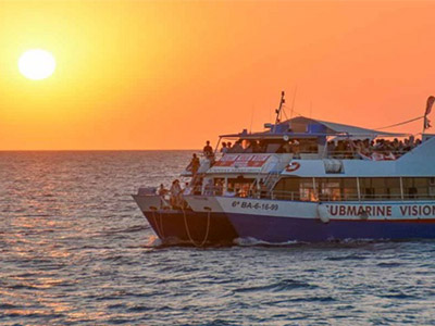A cruise on the sea at sunset in Ibiza