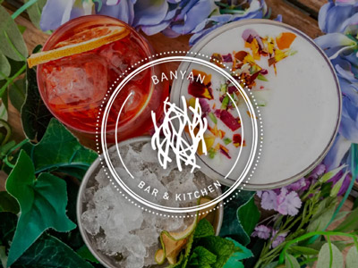 Three different cocktails from a birds eye view at Banyan