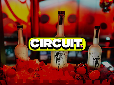 Three bottles of spirits in ice at Circuit