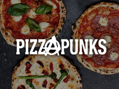 Pizzas from Pizza Punks and their logo