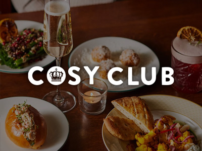 Brunch at the Cosy Club with their logo over the top
