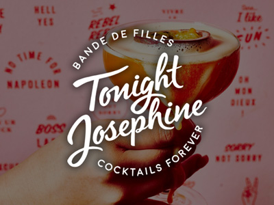 A cocktail at Tonight Josephine with the logo overlaid