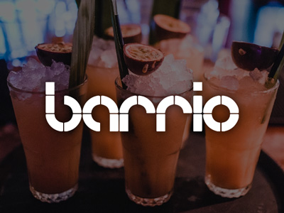 Drinks with the barrio logo overlaid