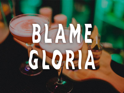 Two cocktails on a bar at Blame Gloria