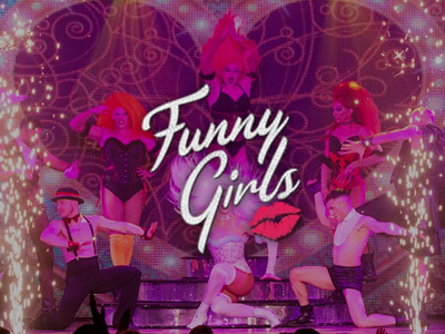 Drag queens performing on stage at Funny Girls
