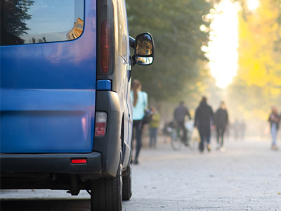 A close up of a minibus in Porto