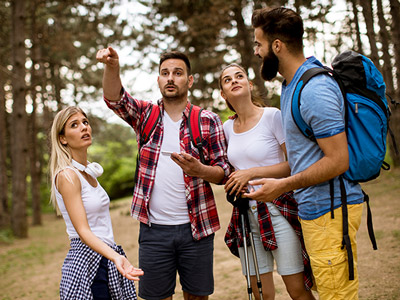 Group discussing where to go
