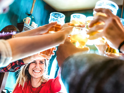 Group having a toast