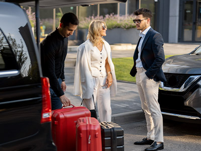 A plane facing into an empty departure lounge
